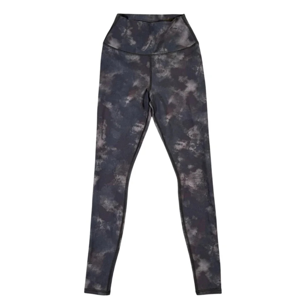 Alo Yoga High Waist Airbrush Leggings Cloud Tie Dye Grey Black Size XS